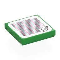 Tile 2 x 2 with iPod, Music Notes, Barcode Print (Sticker), Bright Green