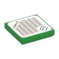 Tile 2 x 2 with 'Start' and Pipe with Rounded Border, and Barcode Print (Sticker), Bright Green
