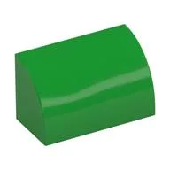 Brick Curved 1 x 2 x 1 No Studs, Bright Green