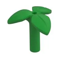 Plant, Stem with 3 Leaves and Bottom Pin, Bright Green