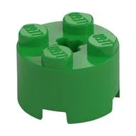 Brick Round 2 x 2 with Axle Hole, Bright Green