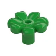 Plant, Flower, Minifig Accessory with 7 Thick Petals and Pin, Center Ring, Bright Green