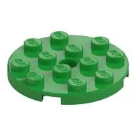 Plate Round 4 x 4 with Pin Hole, Bright Green