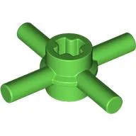 Technic Axle Connector Hub with 4 Bars at 90°, Reinforced Axle Hole, Bright Green