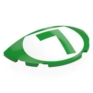 Brick Round 3 x 6 Half Circle with Bright Green 'L' in White Circle Print, Bright Green