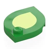 Plate Special 3 x 3 with Rounded Corners, 1 Stud with Yellowish Green Surface Print, Bright Green
