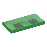 Tile 2 x 4 with Two Pixel Squares Print, Bright Green