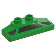 Duplo Rear Spoiler 2 x 4 x 1 / 2 with Black Panels Print, Bright Green