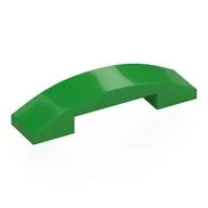 Brick Curved 4 x 1 Double, No Studs, Bright Green