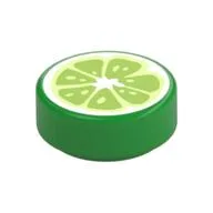 Tile Round 1 x 1 with Lime Wedge Print, Bright Green