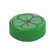 Tile Round 1 x 1 with Four Leaf Clover Print, Bright Green