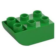 Duplo Brick 2 x 3 with Curved Bottom, Bright Green