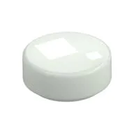 Tile Round 1 x 1 with Large and Small White Squares Print (Brickheadz Eye), Glow in Dark White