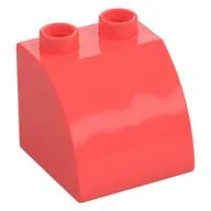 Duplo Brick 2 x 2 x 1 1/2 with Curved Top, Coral