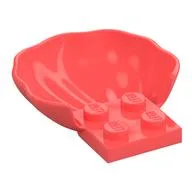Animal Body Part, Clam / Scallop Half Shell with 4 Studs, Coral