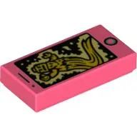 Tile 1 x 2 with Smart Phone and Yellow Ghost Print, Coral