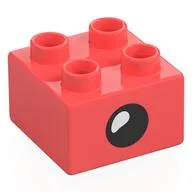 Duplo Brick 2 x 2 with Eye with White Teardrop Spot / Closed Eye Print, Coral