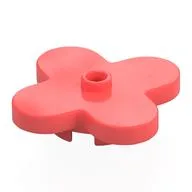 Flower 4 x 4 Rounded Petals with Center Stud, Coral