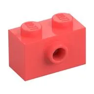 Brick Special 1 x 2 with 1 Center Stud on 1 Side, Bottom Stud Holder, Coral