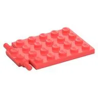 Plate Special 4 x 6 with Trap Door Hinge [Long Pins], Coral