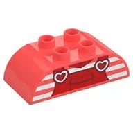 Duplo Brick 2 x 4 Curved Top with Shirt Top with Red Overalls Print, Coral