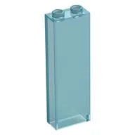 Brick 1 x 2 x 5 without Side Supports, Opal Trans-Light Blue