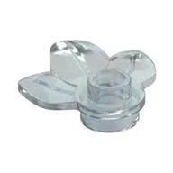 Plant, Plate 1 x 1 Round with 3 Leaves, Opal Trans-Clear