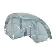 Brick Round Corner, Curved 2 x 2 x 1 2/3 Quarter Dome with 1 Cutout, Opal Trans-Clear