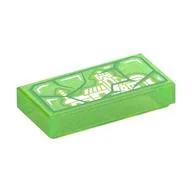 Tile 1 x 2 with Green Broken Glass Panel, Madrigal House Print, Opal Trans-Bright Green