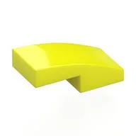 Brick Curved 2 x 1 No Studs [1/2 Bow], Vibrant Yellow