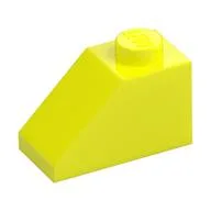 Brick Sloped 45° 2 x 1 with Bottom Pin, Vibrant Yellow
