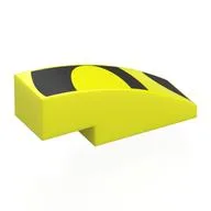 Brick Curved 3 x 1 No Studs with Black Shapes Print, Vibrant Yellow
