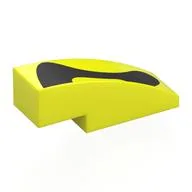 Brick Curved 3 x 1 No Studs with Black Shapes Print, Vibrant Yellow