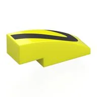 Brick Curved 3 x 1 No Studs with Black Shapes Print, Vibrant Yellow