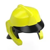 Helmet with Black Peak and Neck Protector Pattern, Vibrant Yellow