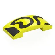 Brick Curved 4 x 2 Double with Black Shapes Print, Vibrant Yellow