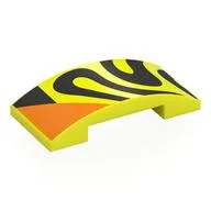 Brick Curved 4 x 2 Double with Black Shapes, Orange Triangle Print, Vibrant Yellow