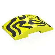 Brick Curved 4 x 6 Double, 2 x 4 Cutout with Black Shapes, Minifig Head Print, Vibrant Yellow