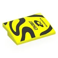 Brick Curved 4 x 3 x 2/3 No Studs with Black Shapes, 'LOKART QUADRANT' Print, Vibrant Yellow