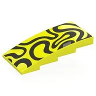 Brick Curved 4 x 8 x 1 2/3 No Studs with Black Shapes Print, Vibrant Yellow