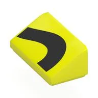 Brick Sloped 30° 1 x 2 x 2/3 with Black Shapes Print, Vibrant Yellow