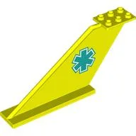 Tail 12 x 2 x 5 with Dark Turquoise Star of Life Print, Vibrant Yellow