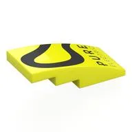 Brick Curved 4 x 2 No Studs with Black Line, 'PURE ELECTRIC' Print, Vibrant Yellow