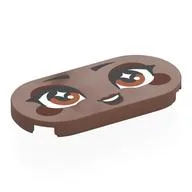 Tile Round 2 x 4 with Face, Brown Eyes, Reddish Brown Eyeshadow, Cheeks, Lips Print, Medium Brown