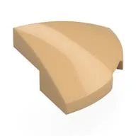 Brick Round Corner, Curved 2 x 2 x 2/3 Quarter Circle With 1 x 1 Bottom Cutout, Warm Tan