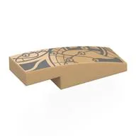 Brick Curved 3 x 1 x 2/3 with Dark Bluish Grey Tattoo Print, Warm Tan
