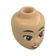 Minidoll Head, Black Eyebrows, Reddish Brown Eyes, Nougat Lips Print, Warm Tan