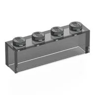 Brick 1 x 4 without Bottom Tubes, Trans-Black