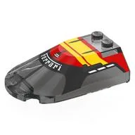 Windscreen 4 x 6 x 1 1/3 with Black Cockpit, Red/Yellow Roof, White 'Ferrari' Print, Trans-Black