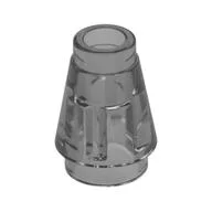 Cone 1 x 1 [Top Groove], Trans-Black
